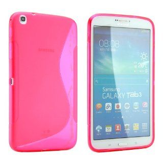 Gearonic TM Hot Pink S Shape 2 Tone Transparent Matte TPU Gel Soft Case Back Cover Skin for Samsung Galaxy Tab 3 8.0 P8200 Tablet: Computers & Accessories