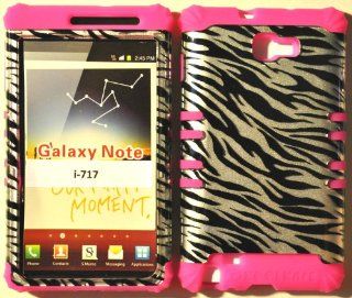Hybrid Silicone Rubber Pink+ Cover Case Black&silver Zebra for At&t Samsung Galaxy Note I717: Cell Phones & Accessories