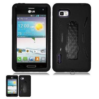 LG Optimus F3 LS720 (CDMA) Black And Black Hardcore Kickstand Case: Cell Phones & Accessories