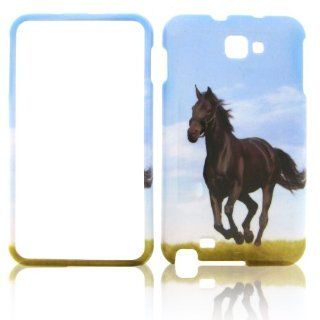 Samsung Galaxy Note i717 i 717 AT&T ATT Blue Sky with Black Stallion Horse Animal Design Snap On Hard Protective Cover Case Cell Phone: Cell Phones & Accessories