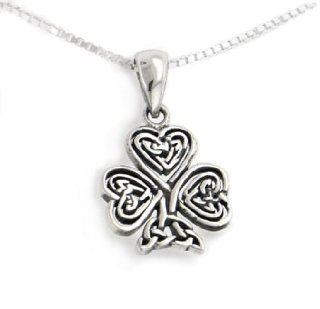 Celtic Knot Irish Shamrock 3 Leaf Clover Sterling Silver Pendant with 18" Necklace Silver Insanity Shamrock Jewelry