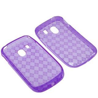 BW TPU Sleeve Gel Cover Skin Case for Tracfone LG 500G  Purple Checker: Cell Phones & Accessories