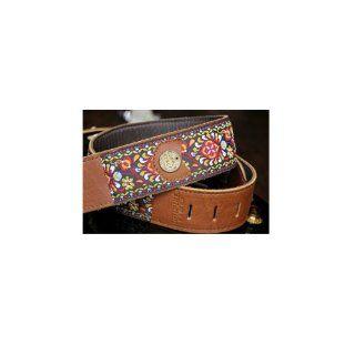Copper Peace Gypsy Leather 2 Inch Handmade Guitar Strap: Musical Instruments