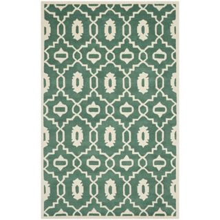 Safavieh Handmade Moroccan Chatham Geometric pattern Teal/ Ivory Wool Rug (8 X 10)