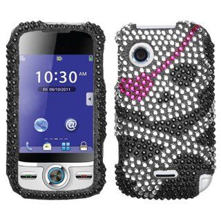 Black Silver Pirate Skull Full Diamond Bling Snap on Design Case Hard Case Faceplate for Huawei M735: Cell Phones & Accessories
