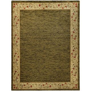 Pasha Collection Solid French Border Sage Green 53 X 611 Area Rug