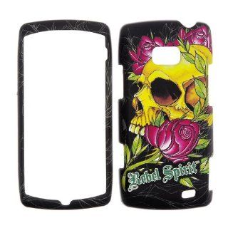 LG VS740 Ally  Rebel Spirit Skull on Roses with rubberized finish Design Cover Case Faceplates Front & Back: Cell Phones & Accessories