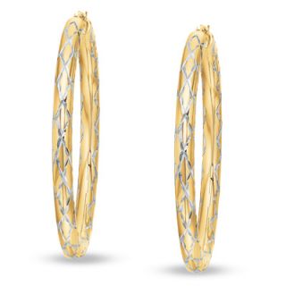Diamond Cut X Hoop Earrings in 14K Gold and Sterling Silver   Zales