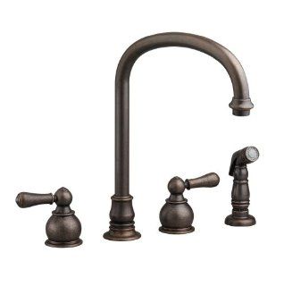 American Standard 4751.732.224 Hampton Bottom Mount Hi Arc Kitchen Faucet with Sidespray, Oil Rubbed Bronze   Touch On Kitchen Sink Faucets  