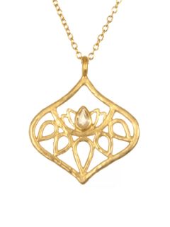Citrine & Gold Cutout Blossom Pendant Necklace by Satya