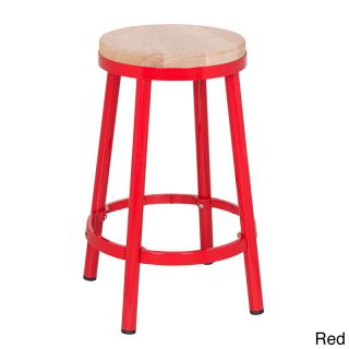 Modern 30 inch Round Backless Metal Barstool With Footrest