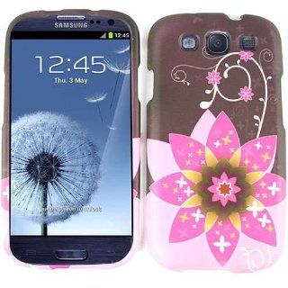 Cell Armor I747 SNAP TE316 Snap On Case for Samsung Galaxy SIII   Retail Packaging   One Big and Three Small Flowers on Brown: Cell Phones & Accessories