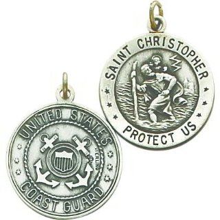 St Silver US Coast Guard Logo St. Christopher Charm: Jewelry