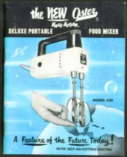 Oster Knee Action Deluxe Portable Mixer Manual 1956: Entertainment Collectibles