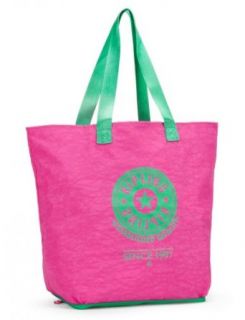 Kipling Hiphurray Large Foldable Shopper Tote Bag Orchid Pink Cactus Green: Clothing