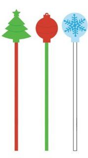 Pack of 240 Christmas Tree, Ornament and Snowflake Drink Stirrer Shaped Picks: Kitchen & Dining