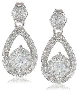 14k White Gold Teardrop Diamond Earrings (1/2 cttw, H I Color, I2 Clarity) Drop Earrings Jewelry