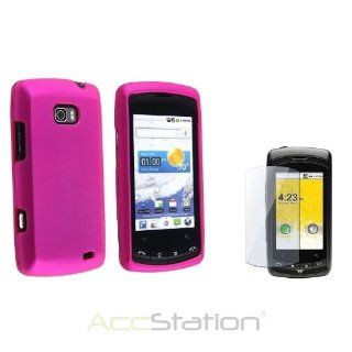 XMAS SALE!!! Hot new 2014 model For LG Ally VS740 Hot Pink Rubber Hard Snap On Case Cover+LCD Screen ProtectorCHOOSE COLOR: Cell Phones & Accessories