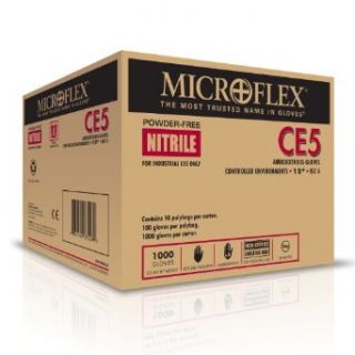 Microflex CE5 755 Nitrile Glove, Powder Free, Silicone Free, 11.4" Length, 3.9 Thick: Industrial Disposable Gloves: Industrial & Scientific