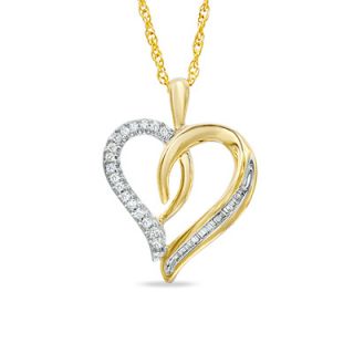 CT. T.W. Diamond Swirling Heart Pendant in 10K Gold   Zales
