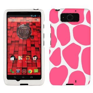 Motorola Droid Ultra Maxx Pink Giraffe Print on White Phone Case Cover: Cell Phones & Accessories