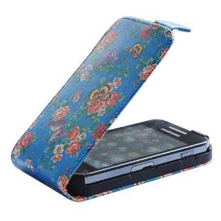 Bfun Butterfly NEW Blue Flip Leather Cover Case For Samsung Galaxy Ace S5830: Cell Phones & Accessories