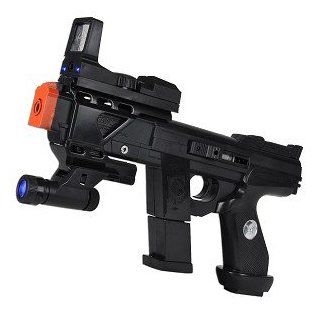 GY 748M 100 FPS Spring Airsoft Tactical Assault Pistol w/Blue LED Flashlight, Sight Attachment & Sample BBs : Sports & Outdoors