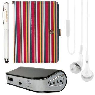 (Candy Stripes) Dauphine Standing Case Cover for Zeki TB782B / Zeki TBD753B / Zeki TBDB763B / Zeki TBDG773B 7" Tablets + Power Bank + Stylus Pen + White VanGoddy Headphones: Computers & Accessories