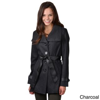 Journee Collection Journee Collection Juniors Belted Button up Coat Charcoal Size S (1 : 3)