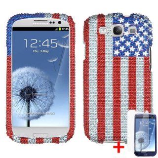 SAMSUNG GALAXY S3 I9300 AMERICAN FLAG DIAMOND BLING COVER SNAP ON HARD CASE + FREE SCREEN PROTECTOR from [ACCESSORY ARENA]: Cell Phones & Accessories