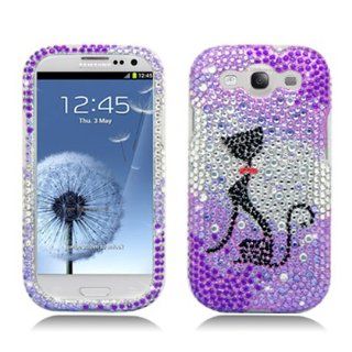 Aimo SAMI9300PCLDI753 Dazzling Diamond Bling Case for Samsung Galaxy S3   Retail Packaging   Purple Cat: Cell Phones & Accessories