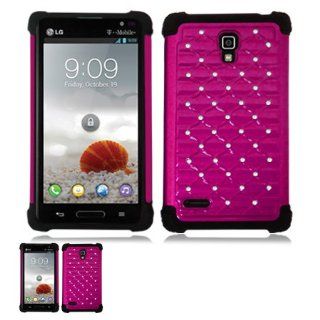 LG Optimus L9 P769 Pink And Black Hardcore Spot Diamond Case: Cell Phones & Accessories