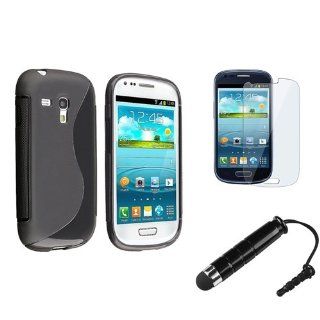 eForCity Black S Shape TPU Rubber Case with FREE LCD Cover + Stylus Pen Compatible with Samsung© Galaxy S III Mini I8190 Cell Phones & Accessories