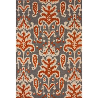 Nuloom Handmade Modern Ikat Grey Wool Rug (3 X 5)