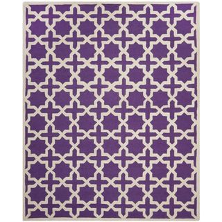 Safavieh Handmade Moroccan Cambridge Geometric Purple/ Ivory Wool Rug (10 X 14)