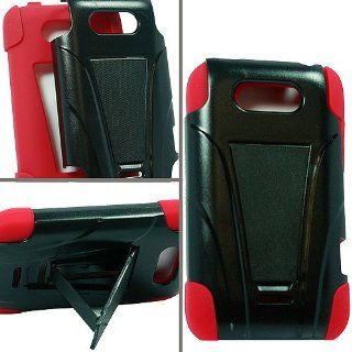 Red Hard Soft Gel Dual Layer Stand Cover Case for LG Motion 4G MS770: Cell Phones & Accessories
