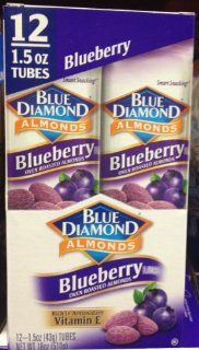 Blue Diamond Blueberry Flavored Almonds, 1.5 oz tubes, 12 tubes each box : Cooking And Baking Almonds : Grocery & Gourmet Food