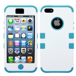 MYBAT Rubberized Solid White/Tropical Teal TUFF Hybrid Phone Protector Cover for APPLE iPhone 5: Cell Phones & Accessories