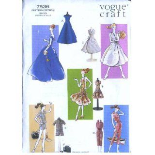 Vogue 7536   Vintage Doll Clothes   Circa 1958   11.5 Inch Fashion Dolls Patterns (Vogue Craft, Also sold as Vogue 791): Vogue Pattern Company: Books