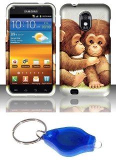 Cute Monkeys Design Shield Case + Atom LED Keychain Light for Samsung Galaxy S II 4G D710 (Boost Mobile, Virgin Mobile, Ting, Sprint): Cell Phones & Accessories
