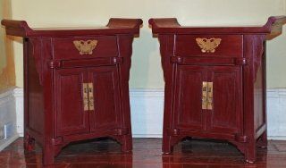MCU806X Small Pagoda Top Cabinets, Contemporary, China, Wood (Mu) with Red Lacquer, Chinese Style Fu   Nightstands