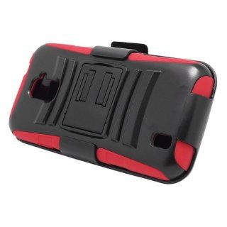 For ZTE Majesty 796C   Wydan Hybrid Rugged Kickstand Holster Belt Clip Case Hard Soft Gel Cover Black on Red w/ Wydan Stylus Pen, Prying Tool: Cell Phones & Accessories