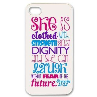 diycover iPhone 4 4S Case   Bible Verse Proverbs 31:25   Best Durable Cover Case: Cell Phones & Accessories