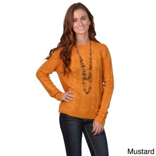 Journee Collection Journee Collection Juniors Scoop Neck Cable Knit Long sleeved Sweater Yellow Size S (1 : 3)