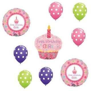 1 1st GIRL Birthday SWEET CUPCAKE Dot Party BALLOONS: Health & Personal Care