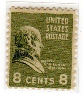 Postage Stamps United States. One Single 8 Cents Olive Green Martin Van Buren, Presidential Issue Stamp, Dated 1938 54, Scott #813.: Everything Else