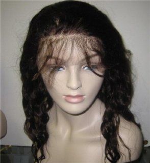 14" Full Lace Wig 100% Indian Remy Human Hair, Body Wave, Color #1B (Off Black): Health & Personal Care
