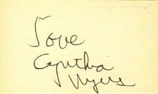 Myers, Cynthia Autographed Index Card: Entertainment Collectibles