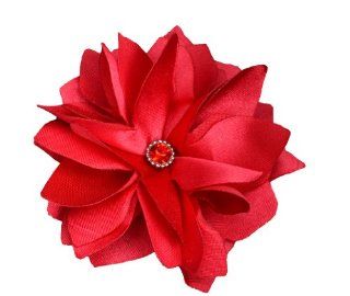 NEW Gorgeous Red Rose Satin Flower Clip/brooch with Rhinestone : Hair Clips : Beauty