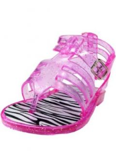 Gladiator Infant Girls Sparkle Jelly Thong Sandals with Zebra Footbed by Stepping Stones   Pink   6 Infant / 18 Mths 24 Mths Shoes